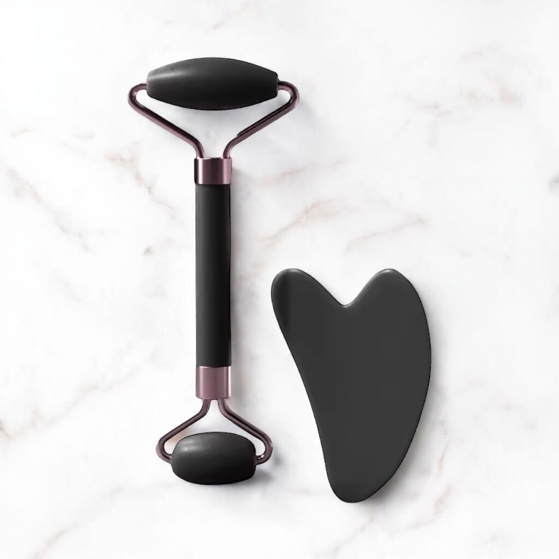 Kit Gua-Sha & Rouleau de Jade Visage – Drainage, Lifting & Éclat Naturel